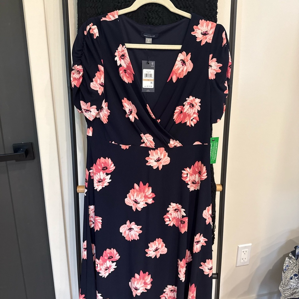 Tommy Hilfiger Navy and Coral Floral Dress